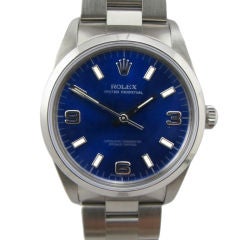 Retro Rolex Steel Oyster Perpetual ref 1500 w/custom blue dial