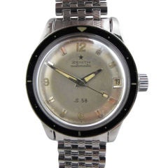 Vintage Zenith Steel S-58 diver
s model circa 1959