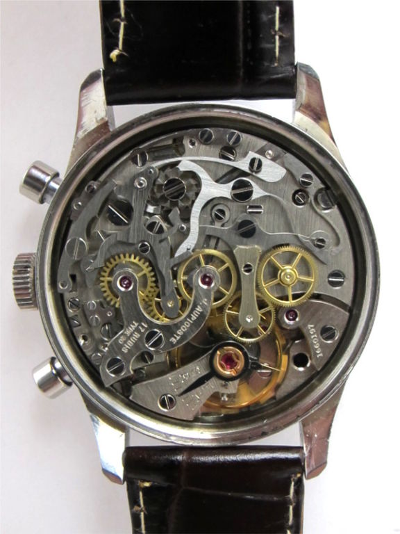 J Auricoste Steel French aviator's flyback chronograph c.1960s 3
