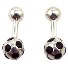 Tiffany & Co. Sterling Silver & Enamel Soccer Ball Cufflinks
