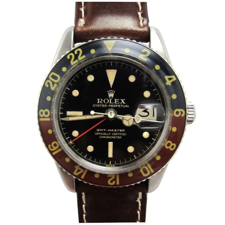 Rolex Steel GMT ref 6542 early no crown guard model circa 1958