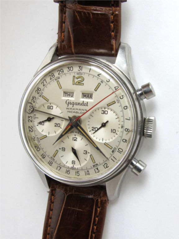 Gigandet Steel triple calendar chronograph c. 1960s