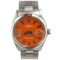 Rolex Steel Oyster Perpetual Date c.1978 Custom "Tangerine" Dial