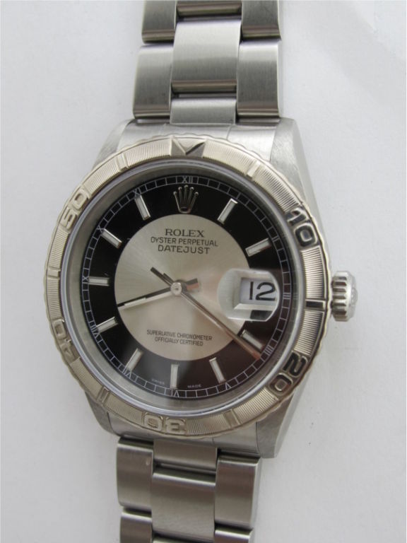 Rolex SS/18K WG Datejust ref 16264 Turnograph circa 1997. Full size 36mm diameter case with 18K WG engraved elapsed time bezel also referred to as the Thunderbird bezel after the U.S. Airforce precision high speed flying team which sported this