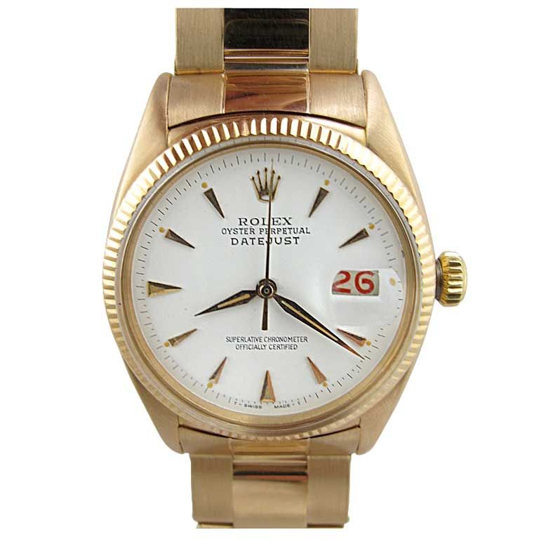 Rolex Pink Gold Datejust ref# 6305  circa 1955