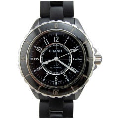 Chanel Man's J-12 ref# 01754 Ceramic Watch on rubber strap