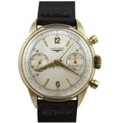 Longines Gold Chronograph Wristwatch, circa 1950