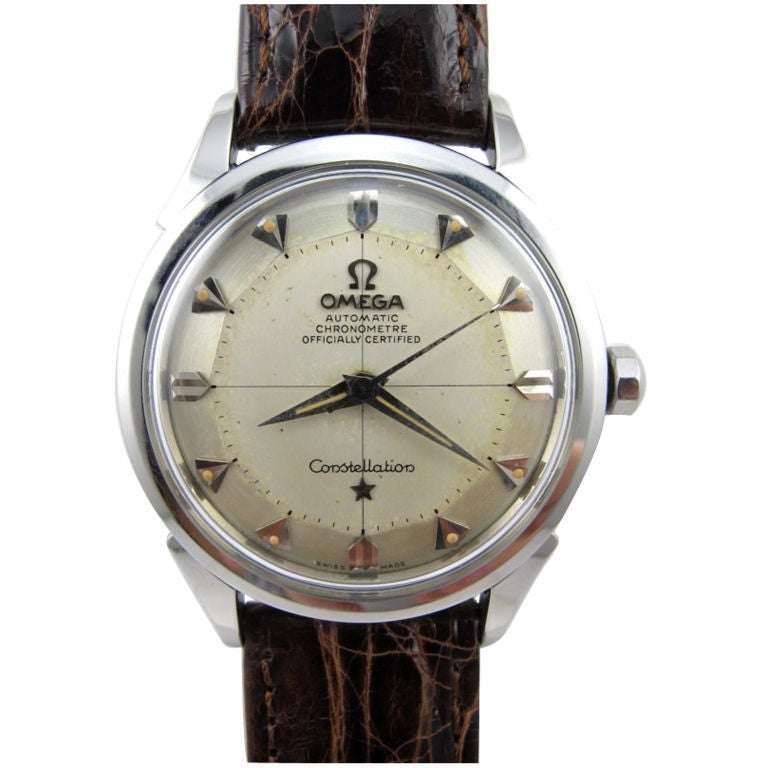 OMEGA Steel Constellation PiePan Dial circa 1950's at 1stDibs