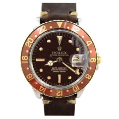 Vintage Rolex Steel & Gold Gmt-Master Rootbeer Dial circa 1970's