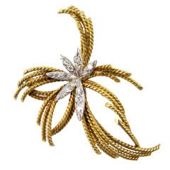 Diamond and Gold Spray Brooch