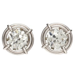 Custom-Made 2.81 Carat Old European Cut Diamond Platinum Earrings K-VS1-2 1