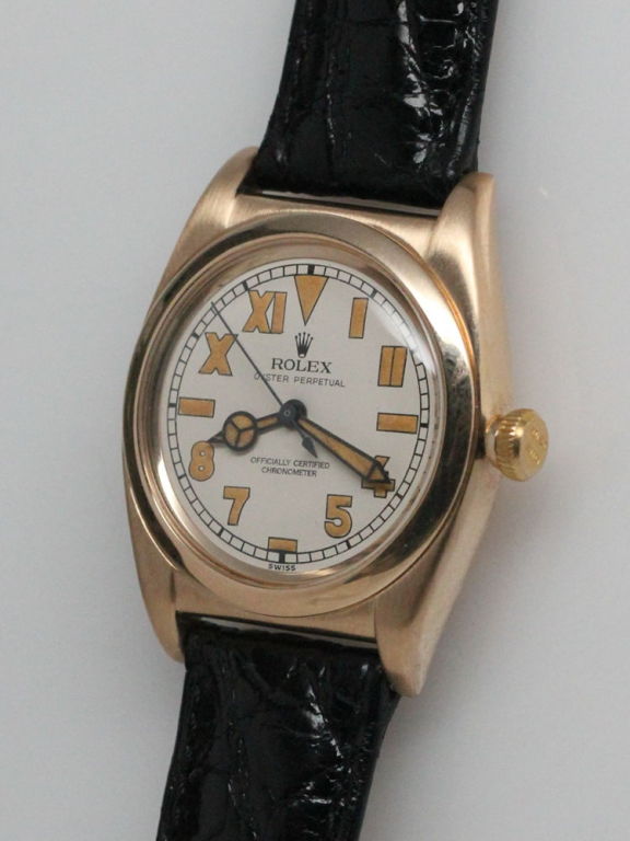 Rolex Gold Bubbleback Tonneau Case circa 1940's