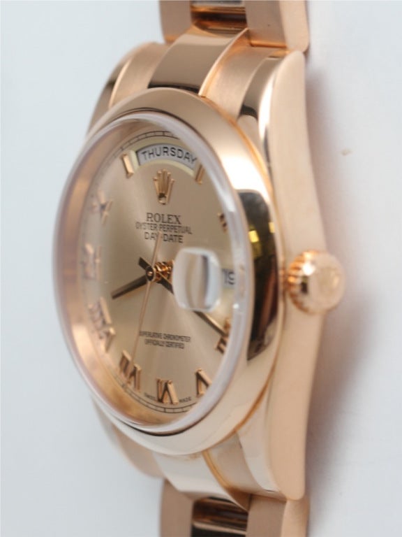 Rolex Pink Gold Day Date President circa 2004 B & P  #41804