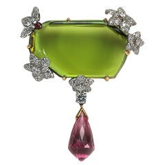 Ashok Sancheti Peridot and Spinel Brooch