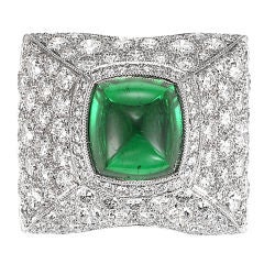 Ashok Sancheti  Fine Emerald Sugarloaf Cabochon Diamond Ring