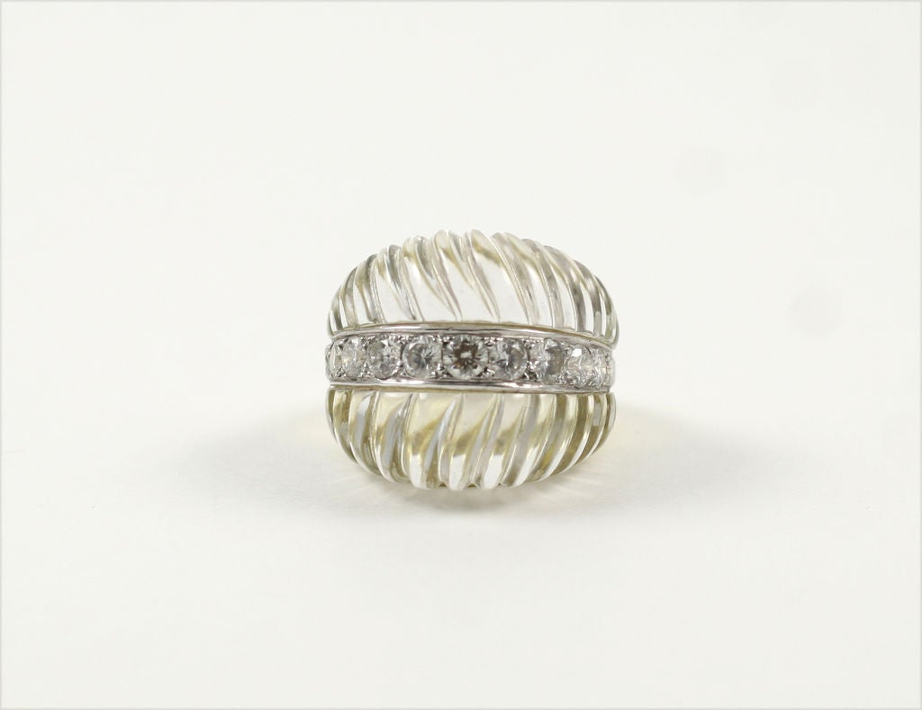 Rock Crystal and Diamond Cocktail Ring