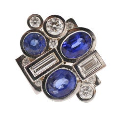 Unusual Tournaire Sapphire and Diamond Ring