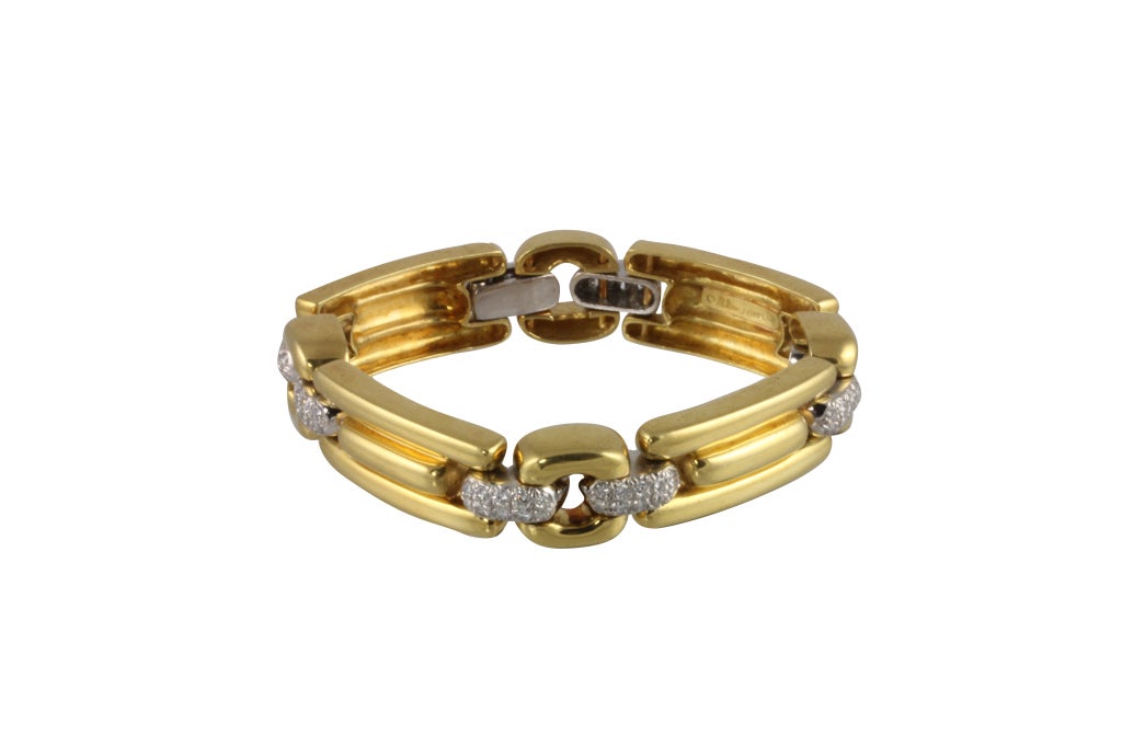 Marlene Stowe Yellow Gold and Platinum Bracelet with Diamonds