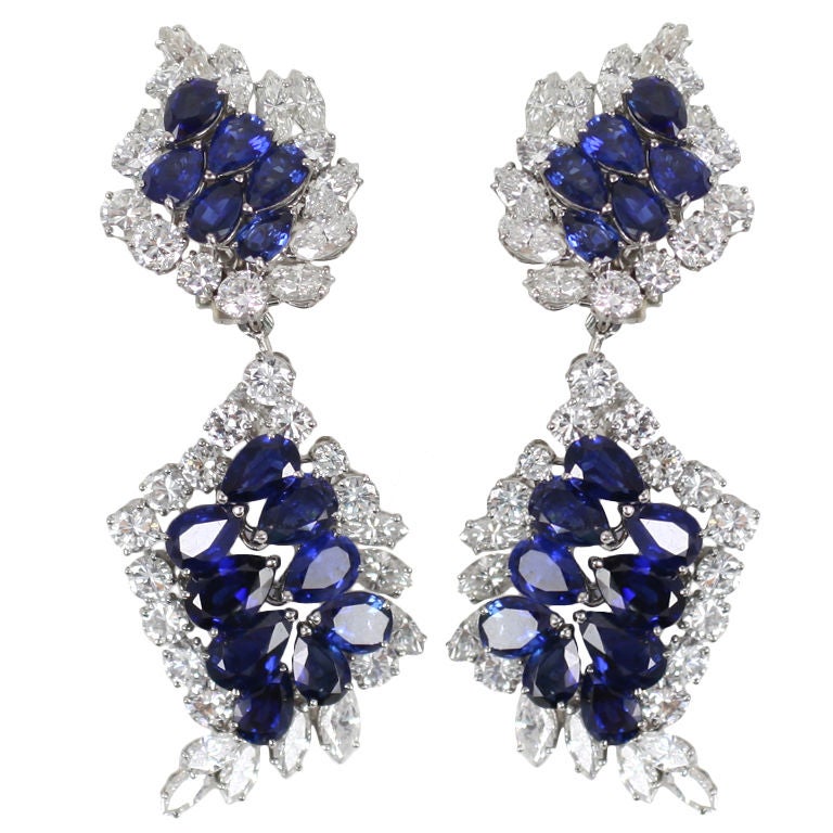 CARTIER Important Diamond Sapphire Earrings at 1stdibs