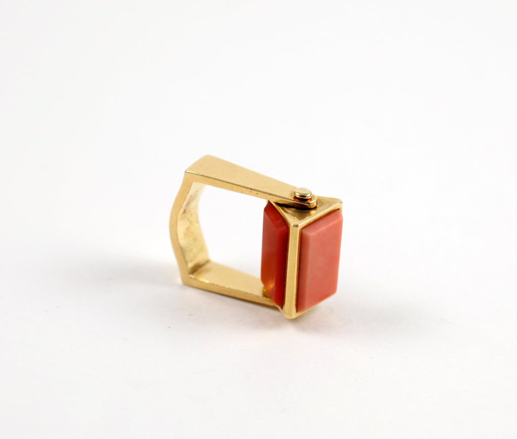 Women's Unique French Coral “Roll” Ring For Sale