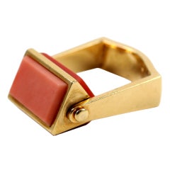 Unique French Coral “Roll” Ring