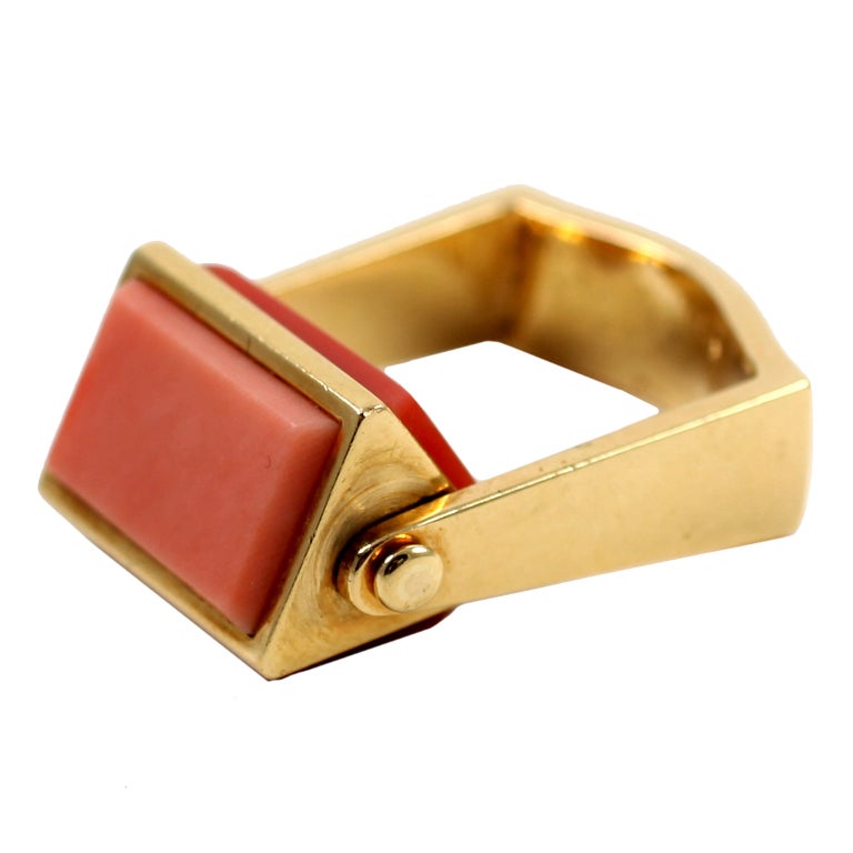 Unique French Coral “Roll” Ring For Sale