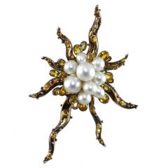 Marlyn Cooperman Unique Pearl and Citrine Sun