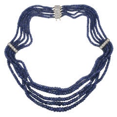 Multi strand faceted Sapphire Bead Necklace