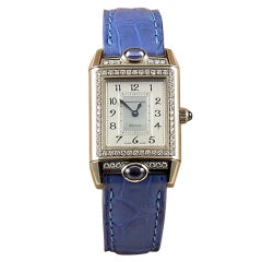 Retro JAEGER-LECOULTRE White Gold and Diamond Reverso Wristwatch
