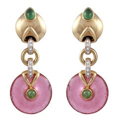 Vintage Stunning Tourmaline and Peridot Earring