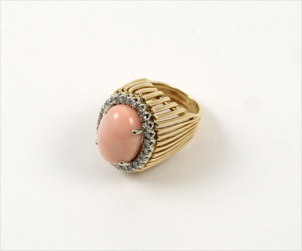 Dramatic Angel Skin Coral Cocktail Ring