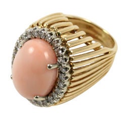 Dramatic Angel Skin Coral Cocktail Ring
