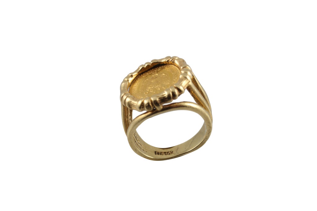 mexican gold coin ring