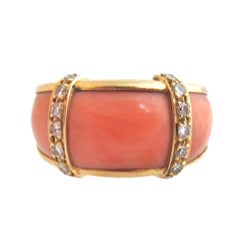 Van Cleef & Arpels Coral and Diamond Band Ring