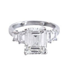 Classic 3.44 Carat Emerald Cut Diamond Ring