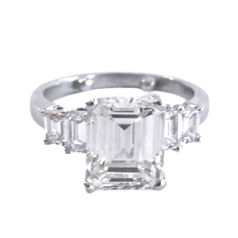 Classic 3.44 Carat Emerald Cut Diamond Ring