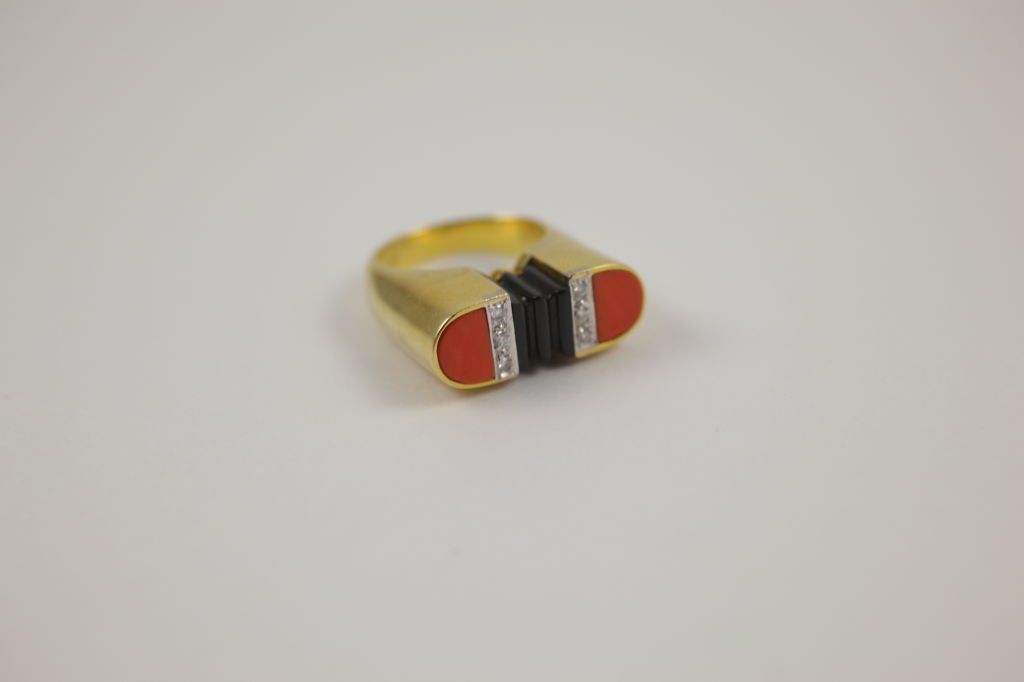 Select Coral and Onyx Deco Ring