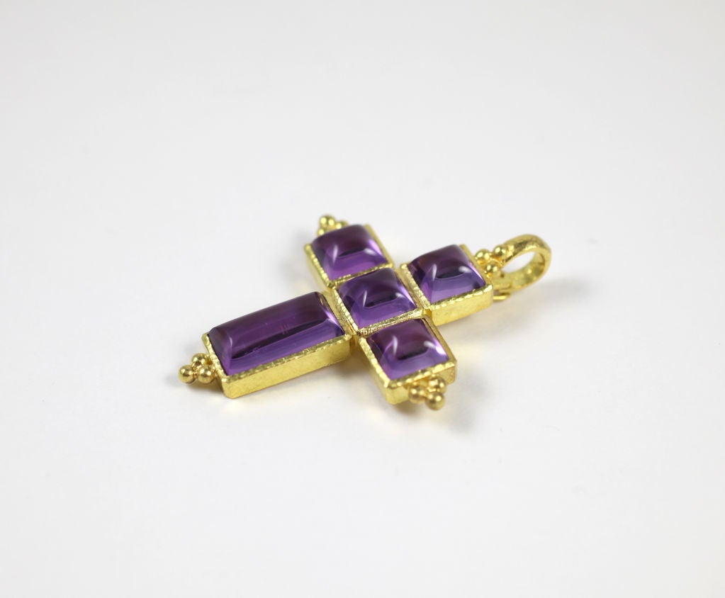 “Elizabeth Locke” 18k yellow and amethyst cross brooch.