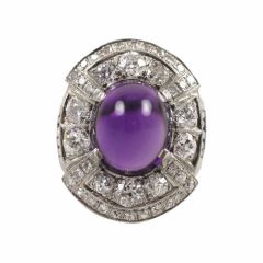 Magnificent Sugarloaf Amethyst  and Diamond Ring