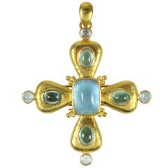 Elizabeth Locke Aqua and Tourmaline Cross