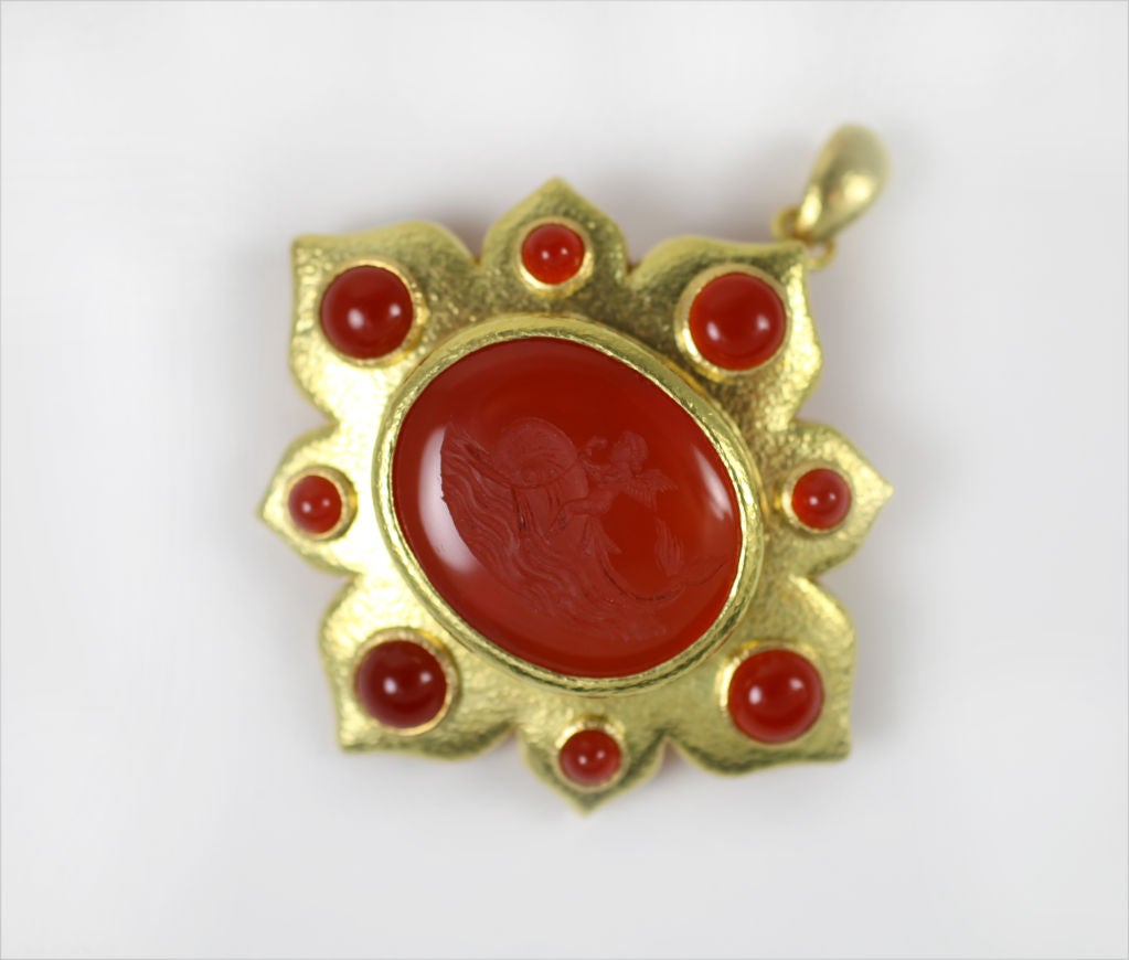Elizabeth Locke Magnificent Carnelian Pendant/Brooch