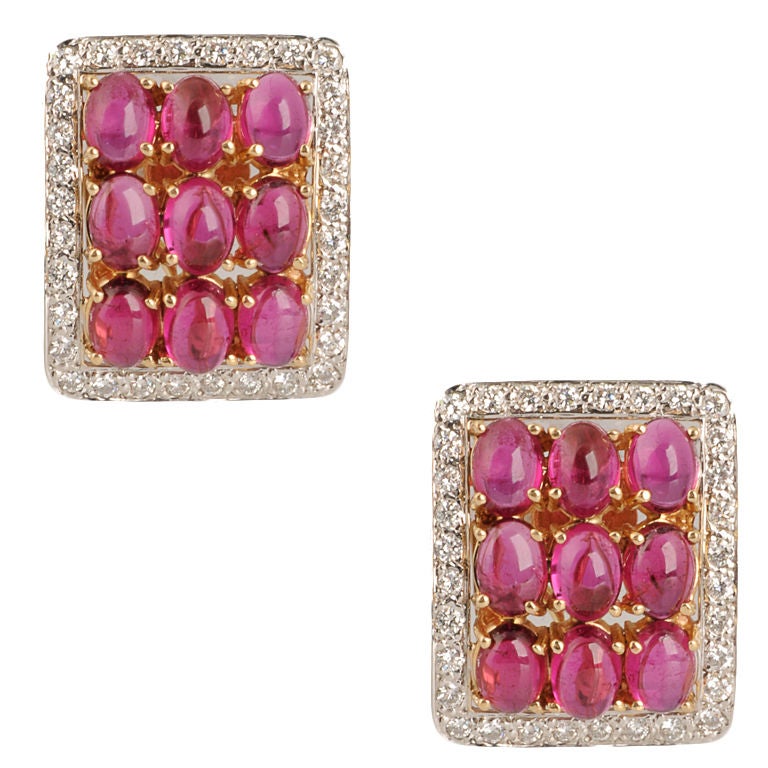 Exquisite Tourmaline and Diamond Earrings For Sale