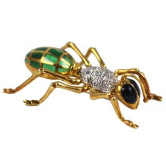 Enamel Ant Brooch