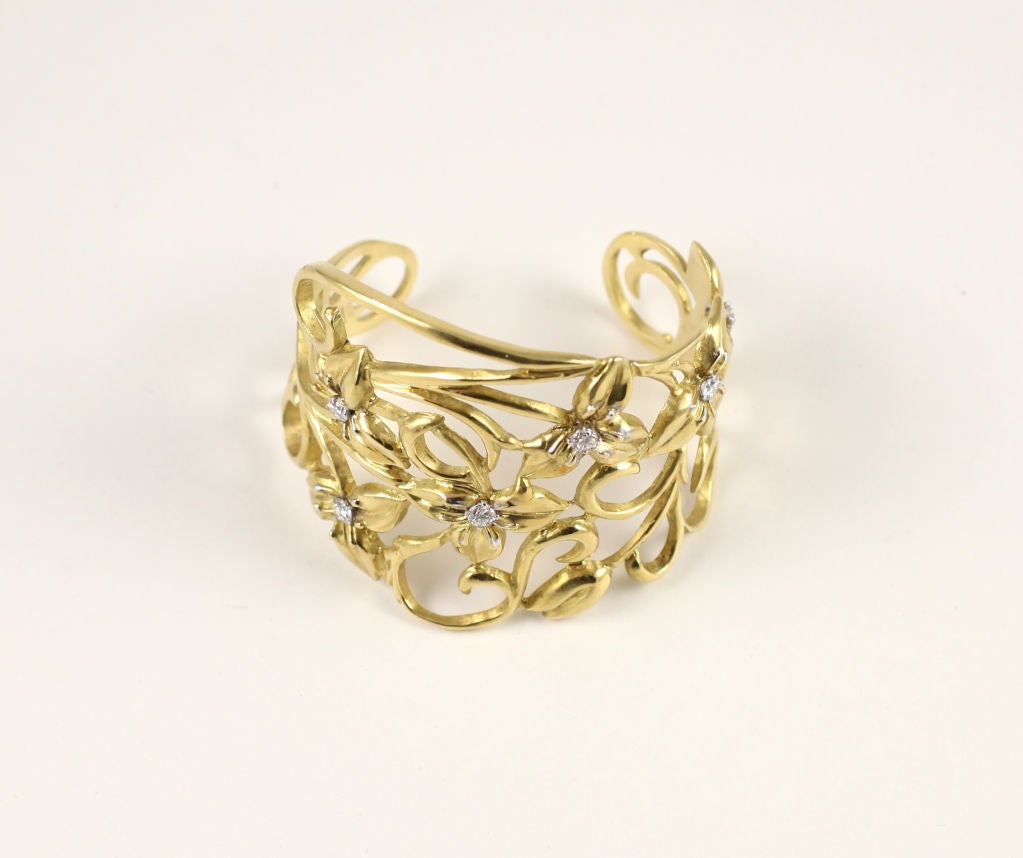 Women's Marlene Stowe Floral and Diamond Cuff For Sale