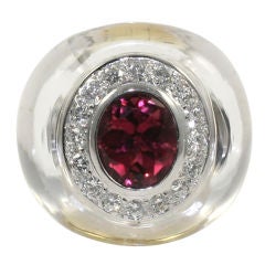 Dramatic Rock Crystal and Tourmaline Cocktail Ring