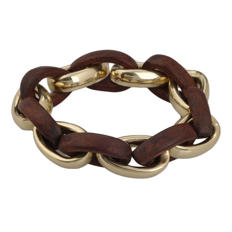 Valentin Magro Gold/Wood Link Bracelet For Sale