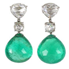 Important  Piranesi Emerald and Diamond Drop Earrings