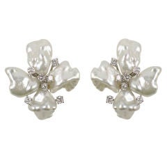 Petal Pearl and Diamond Earrings