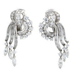 Diamond and Platinum Earclips