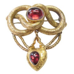 Antique Gold and Garnet Victorian Memory Brooch
